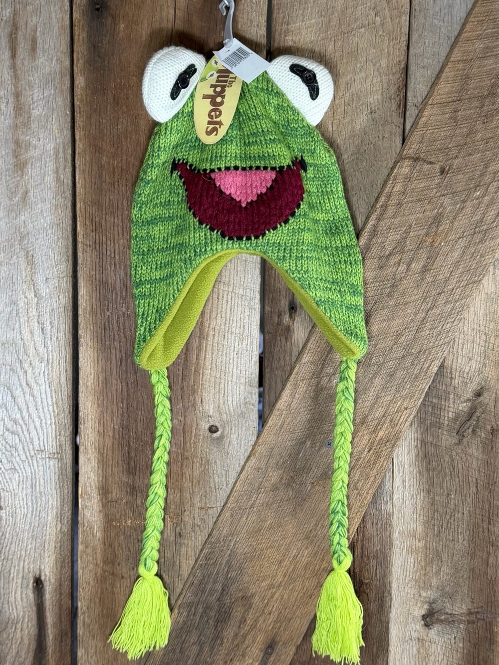 The Muppets Kermit Frog Puppets Knit Hat Green Cap  One Size for Adult / Kid
